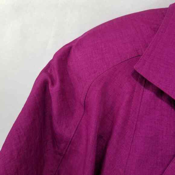 Vintage Women's Portrait Belted Trench Coat Raspberry Purple Size 12 Zip Out - Picture 3 of 12